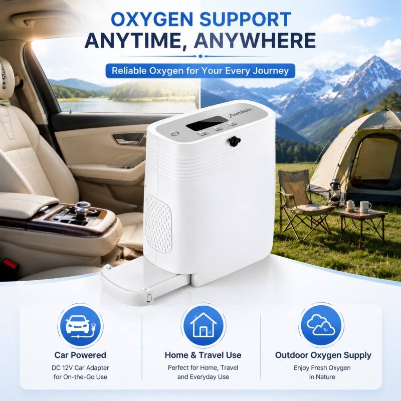 Portable Oxygen Concentrator 1-5L/min 95% Purity Pulse Flow With Built-In Battery