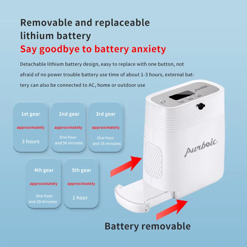 Portable Oxygen Concentrator 1-5L/min 95% Purity Pulse Flow With Built-In Battery