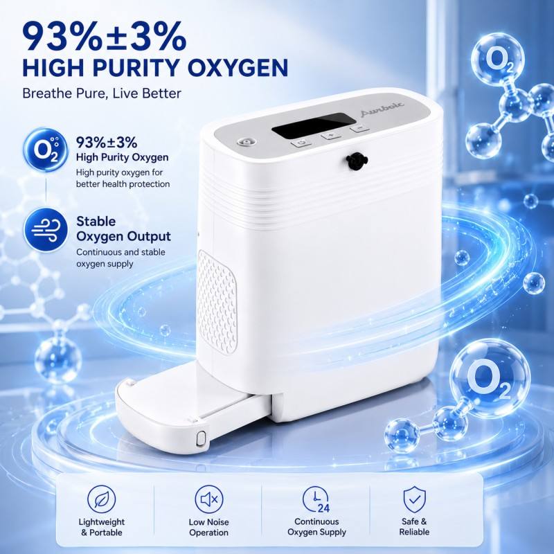 Portable Oxygen Concentrator 1-5L/min 95% Purity Pulse Flow With Built-In Battery